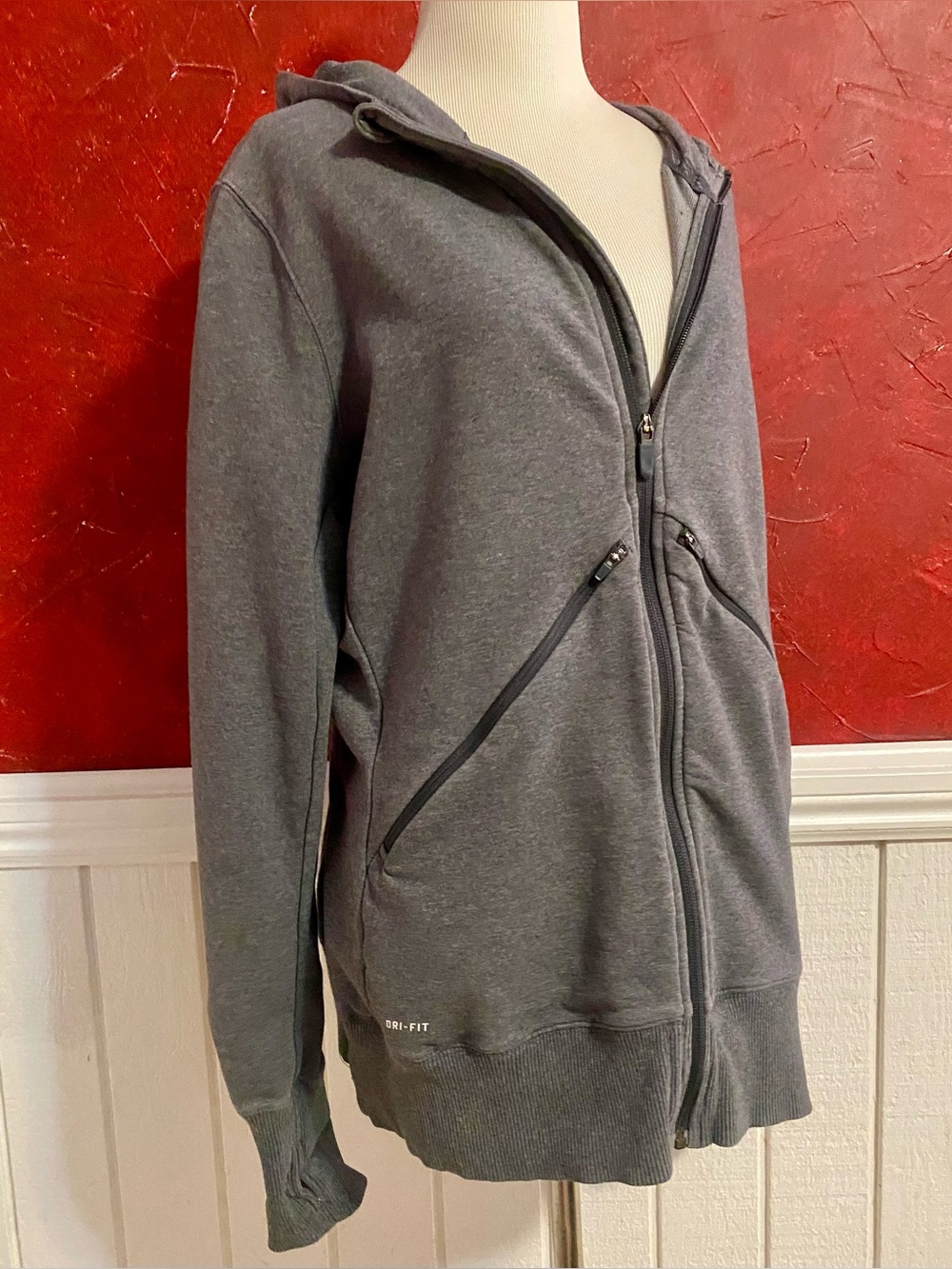 Nike Dri-Fit Gray Zip Front Hoodie Sweatshirt Size XL